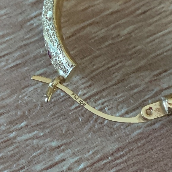 10kg. Pure gold. Hoops with rubies and Esmeralda - Picture 3 of 4